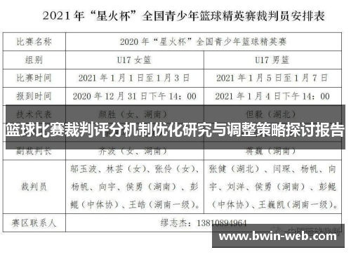 篮球比赛裁判评分机制优化研究与调整策略探讨报告